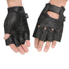 Milwaukee Leather SH195 Men's Black Leather Perforated Gel Padded Palm Fingerless Motorcycle Hand Gloves W/ ‘Open Knuckle’