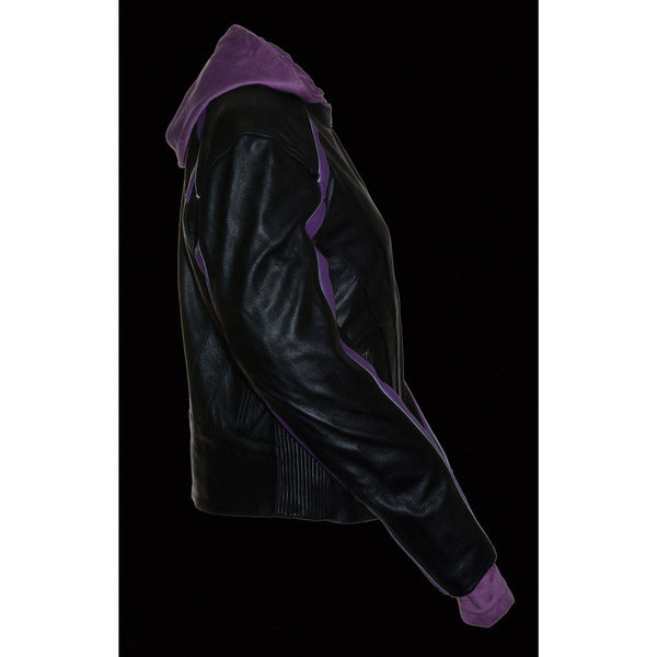 Antigravite Purple レザージャケット ブラック Milwaukee Leather ML1952 Women's Black and Purple Embroidered and