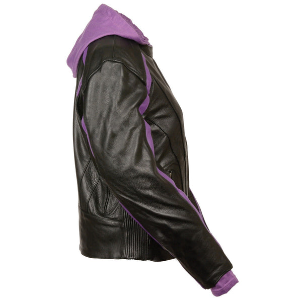 Milwaukee Leather SH1951 Women's Striped Black and Purple Leather