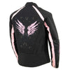 Milwaukee Leather SH1954 Women's Black and Pink Textile Jacket with Stud and Wings Detailing