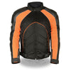 NexGen SH2153 Men's Black and Orange Armored Moto Textile and Leather Combo Jacket