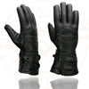 Milwaukee Leather SH233 Men's Black Leather Warm Lining Gauntlet Motorcycle Hand Gloves W/ Double Strap Cuff Pull-on Closure