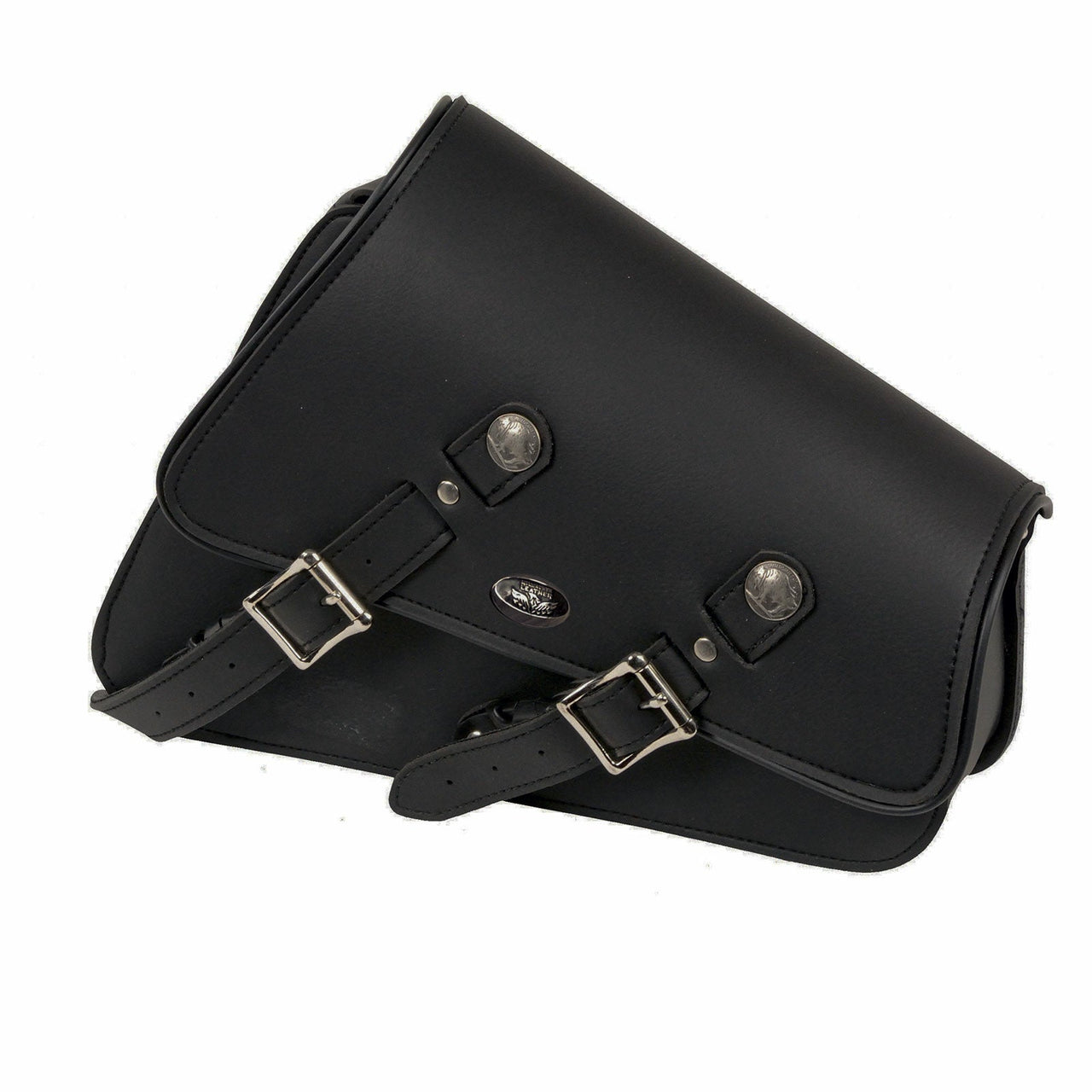 Milwaukee Leather SH639L Black Left Side Heavily Slanted PVC Swing Arm Bag with Buffalo Snap