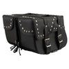 Milwaukee Leather SH645ZB Black 2-Strap PVC Zip Off Throw Over Motorcycle Saddlebags with Chrome Studs