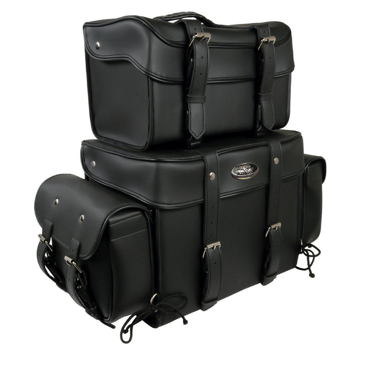 Milwaukee Leather SH65001 Large Black PVC 4-Piece Motorcycle Touring Tail Bag