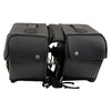 Milwaukee Leather SH66901ZB Medium Size Black PVC Two Straps Throw Over Saddle Bag with Reflective Piping