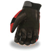 Milwaukee Leather SH791 Men's Black and Red Mesh and Leather Racing Gloves