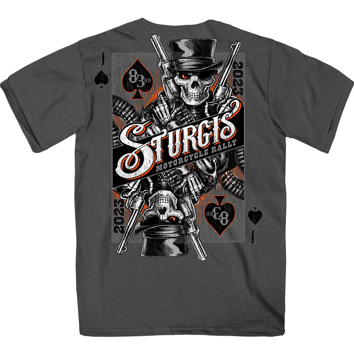 Hot Leathers SPB1073 Menâ€™s Charcoal 2023 Sturgis Gambler Short Sleeve T-Shirt