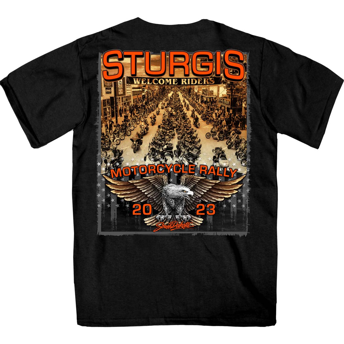 Hot Leathers SPB1082 Menâ€™s Black Sturgis 2023 Main Street T-Shirt