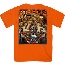 Hot Leathers SPB1083 Menâ€™s Orange Sturgis 2023 Main Street T-Shirt