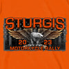 Hot Leathers SPB1083 Menâ€™s Orange Sturgis 2023 Main Street T-Shirt