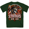 Hot Leathers SPB1087 Menâ€™s Forest Green 2023 Sturgis Native Wolf T-Shirt