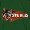 Hot Leathers SPB1087 Menâ€™s Forest Green 2023 Sturgis Native Wolf T-Shirt