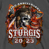 Hot Leathers SPB1088 Menâ€™s Charoal 2023 Sturgis Native Wolf T-Shirt