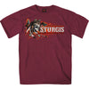 Hot Leathers SPB1089 Menâ€™s Maroon 2023 Sturgis Native Wolf T-Shirt