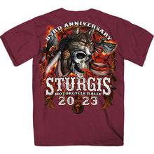 Hot Leathers SPB1089 Menâ€™s Maroon 2023 Sturgis Native Wolf T-Shirt