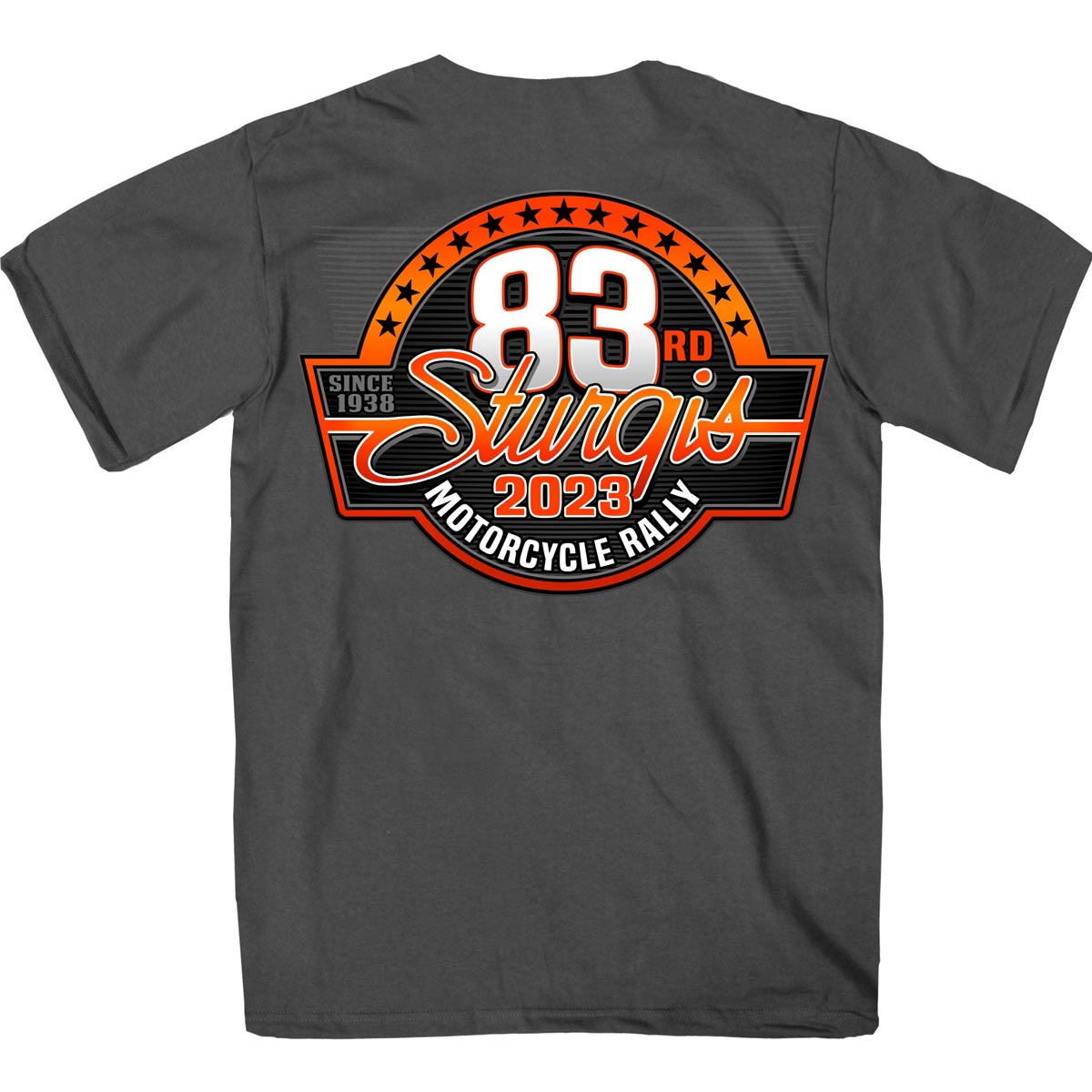 Hot Leathers SPB1091 Menâ€™s Charcoal 2023 Sturgis Rally Logo Double Sided T-Shirt