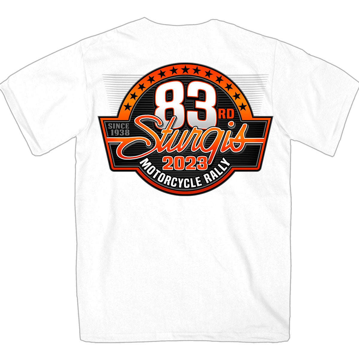 Hot Leathers SPB1093 Menâ€™s White 2023 Sturgis Rally Logo Double Sided T-Shirt