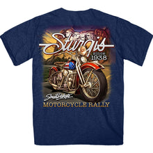 Hot Leathers SPB1097 Menâ€™s Heather Navy 2023 Sturgis Rushmore T-Shirt