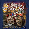 Hot Leathers SPB1097 Menâ€™s Heather Navy 2023 Sturgis Rushmore T-Shirt