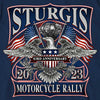 Hot Leathers SPB1104 Menâ€™s 2023 Sturgis Vintage Patriot Navy Blue T-Shirt