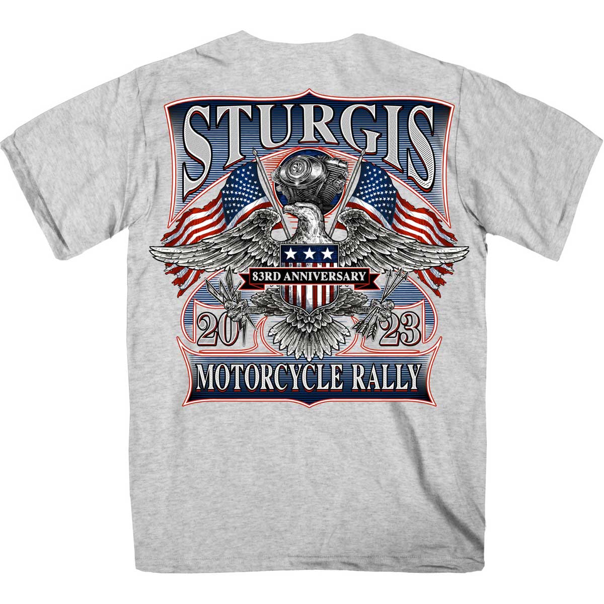 Hot Leathers SPB1106 Menâ€™s 2023 Sturgis Vintage Patriot Ash T-Shirt