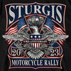 Hot Leathers SPB1108 Menâ€™s 2023 Sturgis Vintage Patriot Black T-Shirt