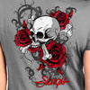 Hot Leathers SPL1857 Women's Silver 2023 Sturgis Rally Skull Rose T-Shirt