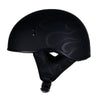 Hot Leathers T68 'Type-1' Flat Black Flames Motorcycle DOT Approved Skull Cap Half Helmet for Men and Women Biker