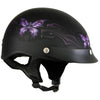 Hot Leathers HLT70 Flat Black 'Purple Butterfly' Advanced DOT Motorcycle Half Face Helmet for Men and Women Biker