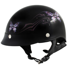 Hot Leathers HLT70 Glossy Black 'Purple Butterfly' Advanced DOT Motorcycle Half Helmet for Men and Women Biker