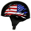 Hot Leathers T68 'American Flag' Advanced DOT Black Glossy Motorcycle Skull Cap Half Helmet for Men and Women