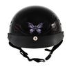 Hot Leathers HLT70 Glossy Black 'Purple Butterfly' Advanced DOT Motorcycle Half Helmet for Men and Women Biker