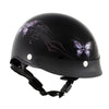 Hot Leathers HLT70 Glossy Black 'Purple Butterfly' Advanced DOT Motorcycle Half Helmet for Men and Women Biker