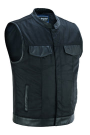 DS689 CONCEALED SNAP CLOSURE, TEXTILE MATERIAL, SCOOP COLLAR & HIDDEN ZIPPER - HighwayLeather