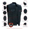 DS689 CONCEALED SNAP CLOSURE, TEXTILE MATERIAL, SCOOP COLLAR & HIDDEN ZIPPER - HighwayLeather