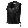 Hot Leathers VSL5002 USA Made Women's 'Kitten' Black Leather Motorcycle Vest with Side Laces