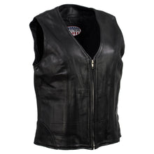 Hot Leathers VSL5003 USA Made Women's 'Speed Queen' Black Leather Vest with Front Zipper