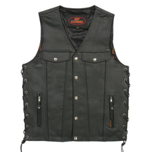 Hot Leathers VSM1038 Menâ€™s Black 'Conceal and Carry' Leather Vest with Side Lace