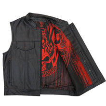 Hot Leathers VSM1055 Menâ€™s Black 'Over The Top Skull' Conceal and Carry Leather Vest