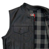 Hot Leathers VSM1059 Men's Black 'Flannel Grey' Conceal and Carry Leather Vest