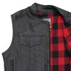 Hot Leathers VSM1060 Men's Black 'Flannel Red' Conceal and Carry Leather Vest