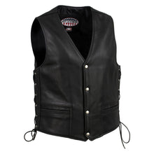 Hot Leathers VSM5003 USA Made Men's 'Gaucho' Black Extra Long Back Premium Steerhide Leather Vest