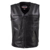 Hot Leathers VSM5009 USA Made Men's 'Slinger' Black V-Neck Premium Leather Zippered Vest