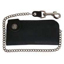 Hot Leathers WLA3001 Black Buffalo Nickel Snap Bi-Fold Wallet with Chain