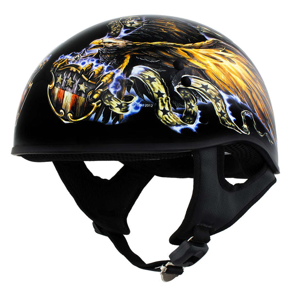 eagle motorcycle helmet HLD1028 'USA Eagle' Flat Black Motorcycle DOT Approved Skull Cap Half  Helmet for Men and Women Biker
