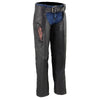 Milwaukee Leather Chaps for Women Black Naked Skin- Classic Black with Pink Color Wing Embroidery Motorcycle Chap- ML1179