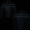 XKM1004 Men's Black Leather Vented Jacket with Reflective Piping