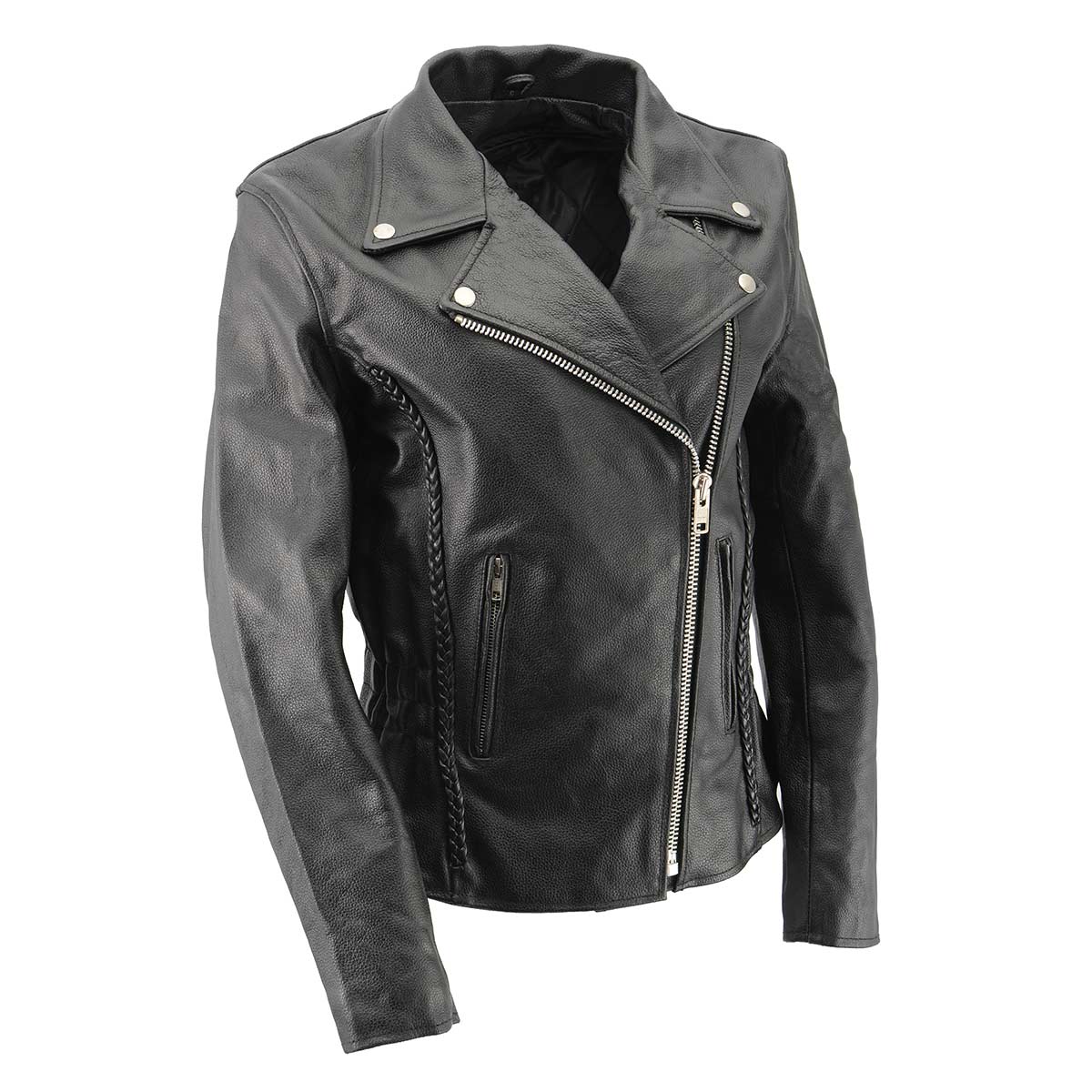 Milwaukee Leather SH7013 Women's Black 'Braided' Motorcycle Leather Jacket