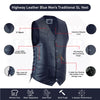 Dark Blue Knight Men Side Lace Leather Vest Club Color Gun # HL11614BORNLOSER - HighwayLeather